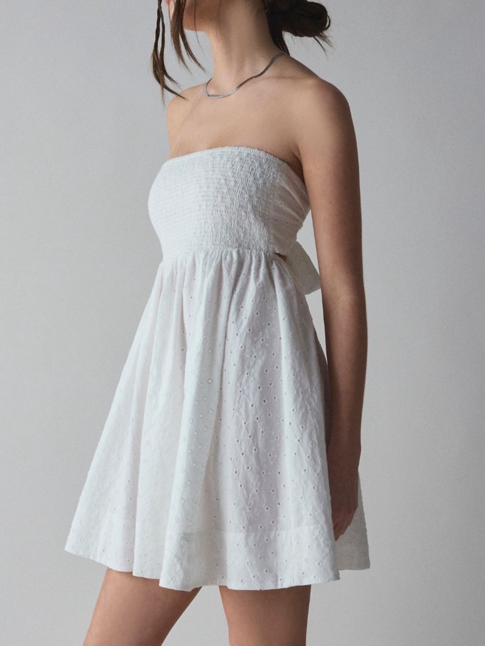 Urban Outfitters White Strapless Eyelet Mini Dress